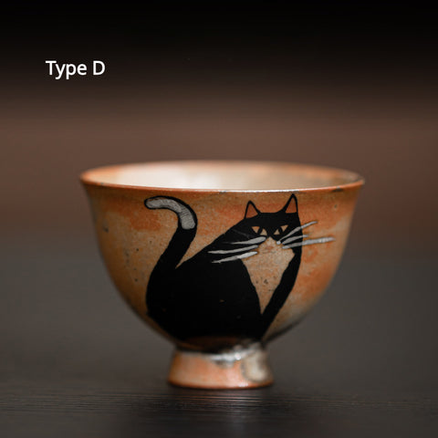 Shino Cat Vintage Style Hand-Painted Mini Ceramic Teacup - theTeaCloud