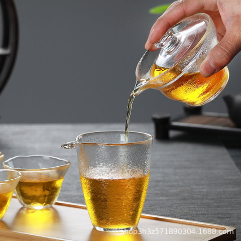 Thickened Hammered Glass Tea Pitcher, Shared Pouring Cup, 200ml/6.8oz