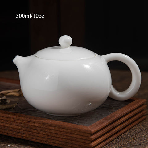 Yangzhi Jade White Porcelain Teapot – Pure White Ceramic for Tea Brewing, 260ml, 300ml