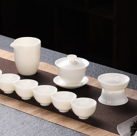 Jade White Porcelain Tea Set