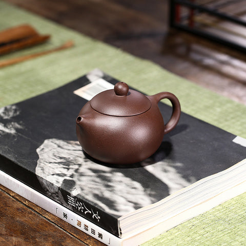 Authentic Yixing Zisha Purple Clay Mini Teapot, Xishi Style, 180ml Capacity - theTeaCloud