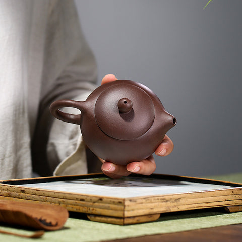 Authentic Yixing Zisha Purple Clay Mini Teapot, Xishi Style, 180ml Capacity - theTeaCloud