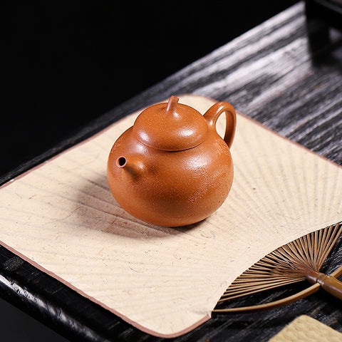 Yixing Handcrafted Pear-Shaped Teapot with Patterns - Authentic Jiangpo Zisha Clay Teapot - theTeaCloud