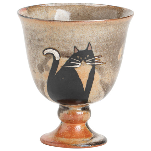 Shino Cat Vintage Style Hand-Painted Mini Ceramic Goblet - theTeaCloud