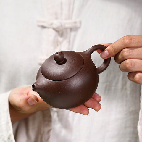 Authentic Yixing Zisha Purple Clay Mini Teapot, Xishi Style, 180ml Capacity - theTeaCloud