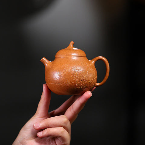 Yixing Handcrafted Pear-Shaped Teapot with Patterns - Authentic Jiangpo Zisha Clay Teapot - theTeaCloud