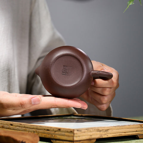 Authentic Yixing Zisha Purple Clay Mini Teapot, Xishi Style, 180ml Capacity - theTeaCloud