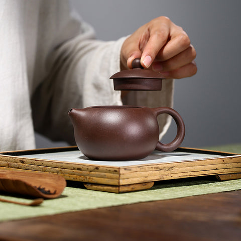 Authentic Yixing Zisha Purple Clay Mini Teapot, Xishi Style, 180ml Capacity - theTeaCloud