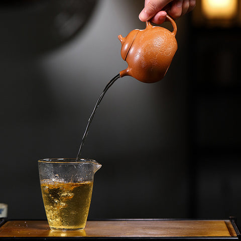 Yixing Handcrafted Pear-Shaped Teapot with Patterns - Authentic Jiangpo Zisha Clay Teapot - theTeaCloud