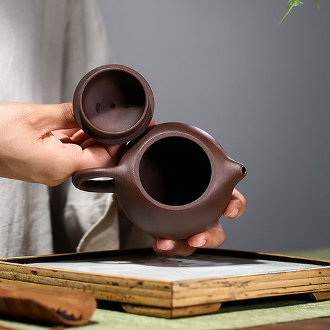 Authentic Yixing Zisha Purple Clay Mini Teapot, Xishi Style, 180ml Capacity - theTeaCloud