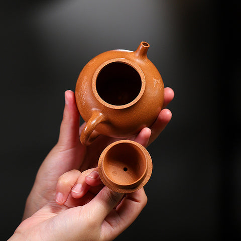 Yixing Handcrafted Pear-Shaped Teapot with Patterns - Authentic Jiangpo Zisha Clay Teapot - theTeaCloud