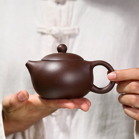 Authentic Yixing Zisha Purple Clay Mini Teapot, Xishi Style, 180ml Capacity - theTeaCloud