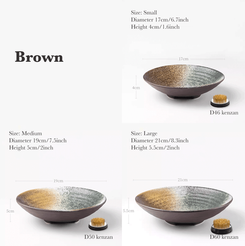 Japanese Zen Style Ikebana Bowl, Japanese Floral Arrangement, Large Kenzan Flower Frog Included, Four Colors - theTeaCloud