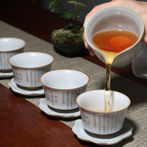 Hand Painted Personal Teacup, Espresso Cup, Heart Sutra in Chinese Calligraphy, Designed Gift Wrap Box Available - theTeaCloud