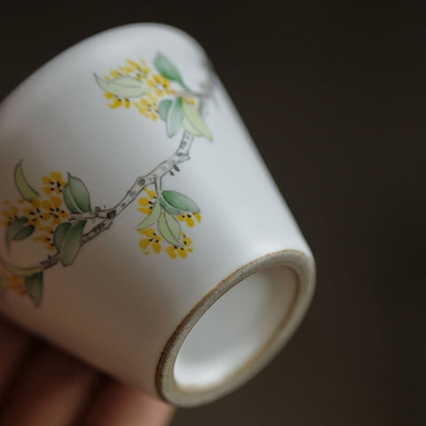 Hand Painted Osmanthus Ceramic Tea Pot, Osmanthus Ceramic Tea Cup