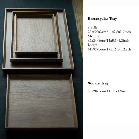 Handmade Black Walnut Wood Serving Tray, Rectangular and Square Shapes - theTeaCloud
