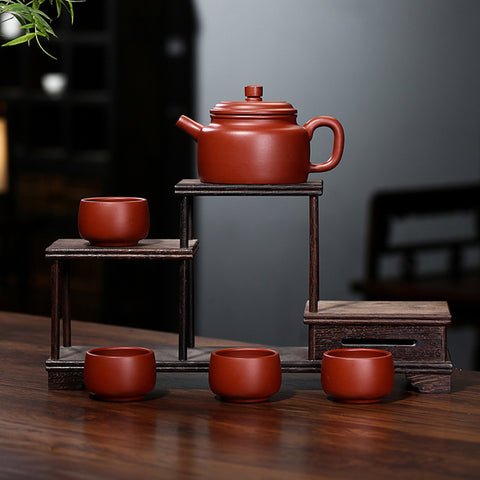 Handmade Yixing Zisha Clay Teapot with Four Pairing Teacups, Gift Package Teaset