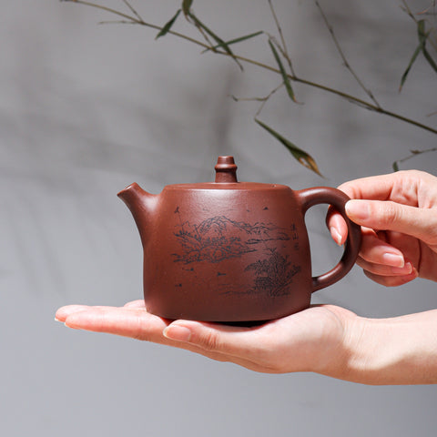Handmade Yixing Zisha Purple Clay Teapot, Traditional Chinese Clay Teapot, Large Capacity 460ml
