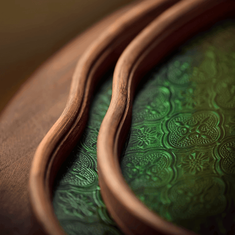 Begonia Flower Shape Oriental Style Glass and Bamboo Tea Tray/Serving Tray/Storage Tray - theTeaCloud