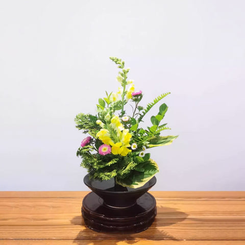 Handmade Ceramic Ikebana Bowl, Kenzan Flower Frog Included - theTeaCloud