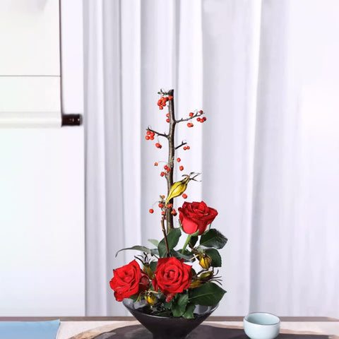 Handmade Ceramic Ikebana Bowl, Kenzan Flower Frog Included - theTeaCloud