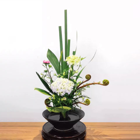 Handmade Ceramic Ikebana Bowl, Kenzan Flower Frog Included - theTeaCloud