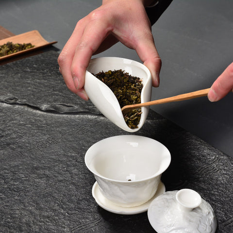 White Porcelain Tea Scoop, Tea Leaf Holder – Kongfu Tea Ceremony Accessories