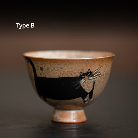 Shino Cat Vintage Style Hand-Painted Mini Ceramic Teacup - theTeaCloud