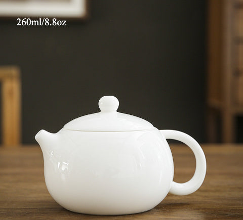 Yangzhi Jade White Porcelain Teapot – Pure White Ceramic for Tea Brewing, 260ml, 300ml