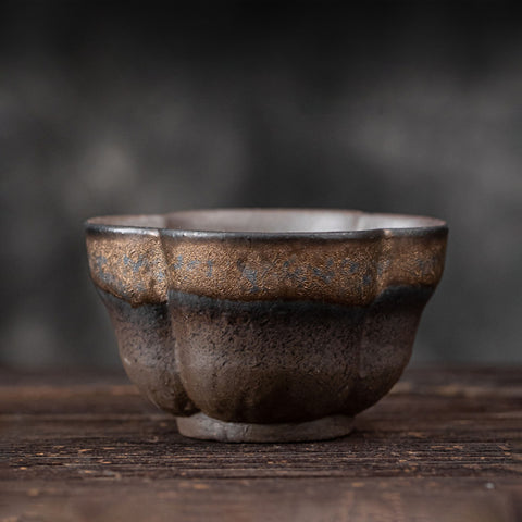 Lotus Style Gilt Glazed Ceramic Teacups, Two Styles