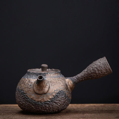 Japanese Style Gilt Glazed Ceramic Kyusu Teapot - theTeaCloud