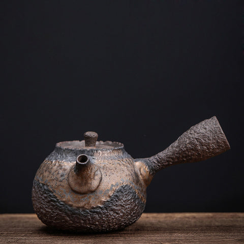 Japanese Style Gilt Glazed Ceramic Kyusu Teapot