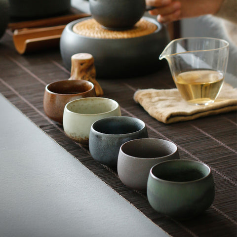 Handmade Colorful Ceramic Teacup Value Set 5 cups - theTeaCloud