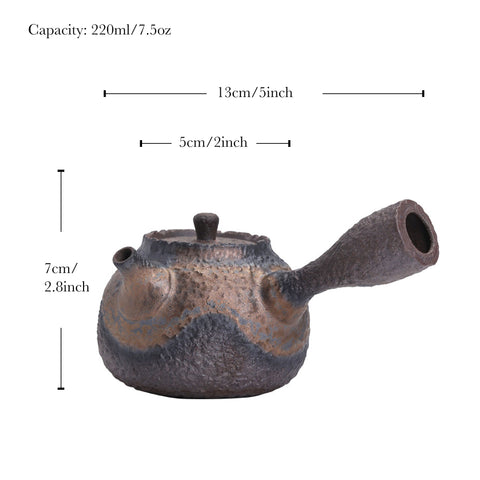 Japanese Style Gilt Glazed Ceramic Kyusu Teapot - theTeaCloud