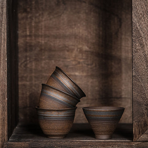 Japanese Style Gilt Glazed Ceramic Teacups, Three Styles