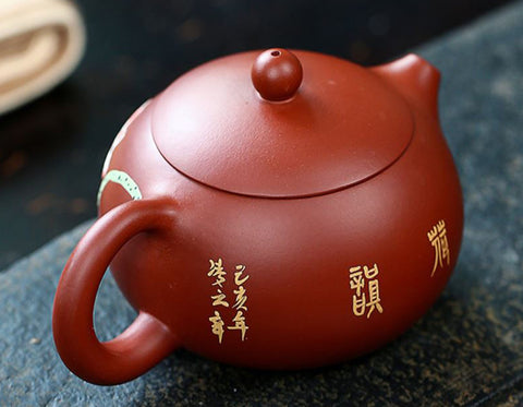 Handmade Yixing Zisha Teapot Set, Traditional Chinese Clay Teapot with Two Tea Cups, Gift Package