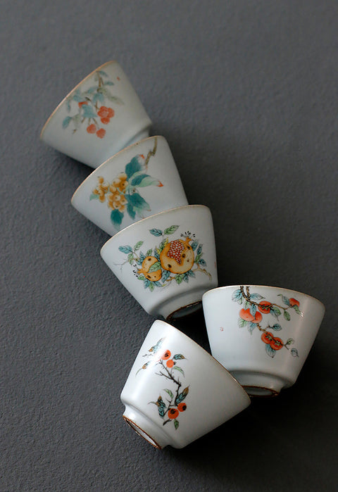 Handmade RUYAO Porcelain Teacup Value Set 5 cups - theTeaCloud