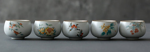 Handmade RUYAO Porcelain Teacup Value Set 5 cups