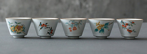 Handmade RUYAO Porcelain Teacup Value Set 5 cups - theTeaCloud