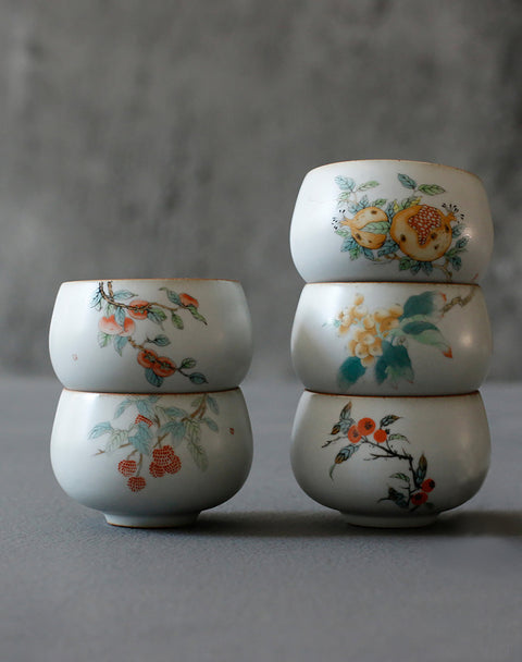 Handmade RUYAO Porcelain Teacup Value Set 5 cups - theTeaCloud