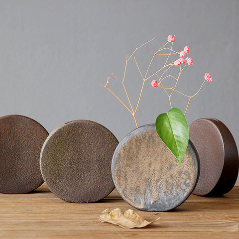 Handmade Round Shaped Ceramic Flower Arranger, Countertop Decoration - theTeaCloud
