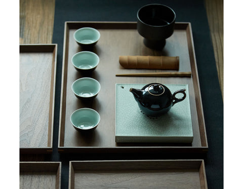 Handmade Black Walnut Wood Serving Tray, Rectangular and Square Shapes - theTeaCloud