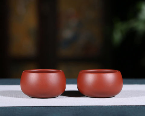 Handmade Yixing Zisha Teacup, Big Capacity 50ml, Set of Two