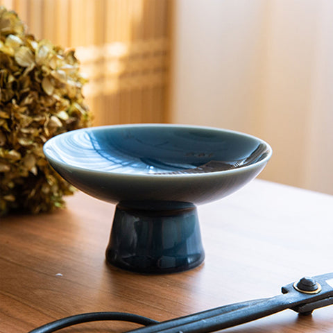 Handmade Mini Ceramic Ikebana Vase/bowl in Japanese High Stem Style/Kenzan Flower Frog Included - theTeaCloud