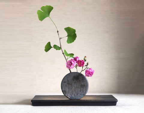 Handmade Round Shaped Ceramic Flower Arranger, Countertop Decoration