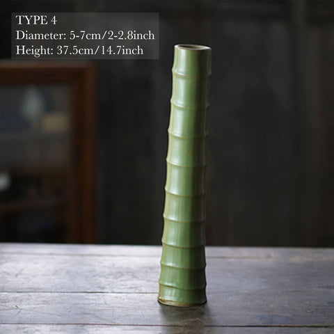 Handmade Ceramic Bamboo Vase, Ikebana Bamboo Vase - theTeaCloud