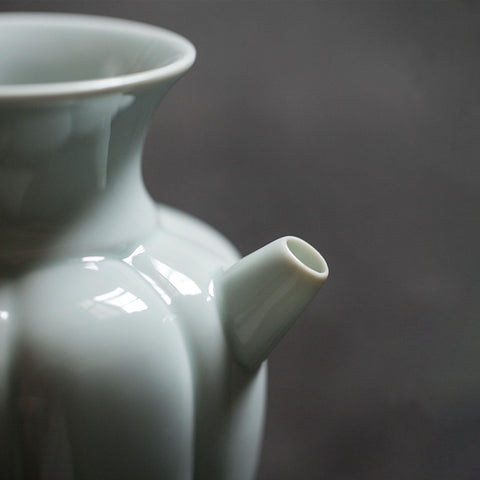 Shadow Celadon Porcelain Pitcher/ Flower Arrangement/Vase in Green and Beige