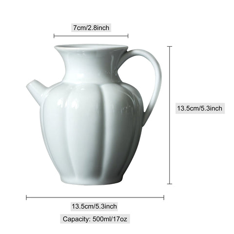 Shadow Celadon Porcelain Pitcher/ Flower Arrangement/Vase in Green and Beige - theTeaCloud