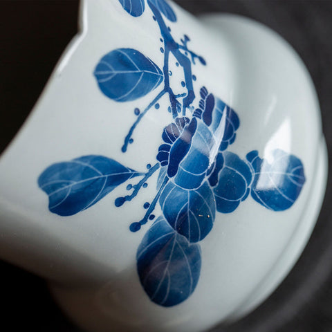 Hand painted Blue and White Vase Raw Ceramic, Ikebana Vase - theTeaCloud