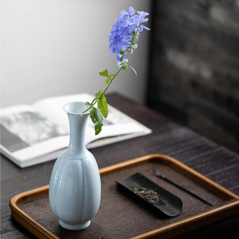 Handmade Shadow Celadon Porcelain Vase/ Flower Arrangement/ Living Room Decorations - theTeaCloud